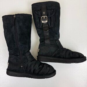 UGG Retro Cargo Pocket Black Suede Boots S/N 5195